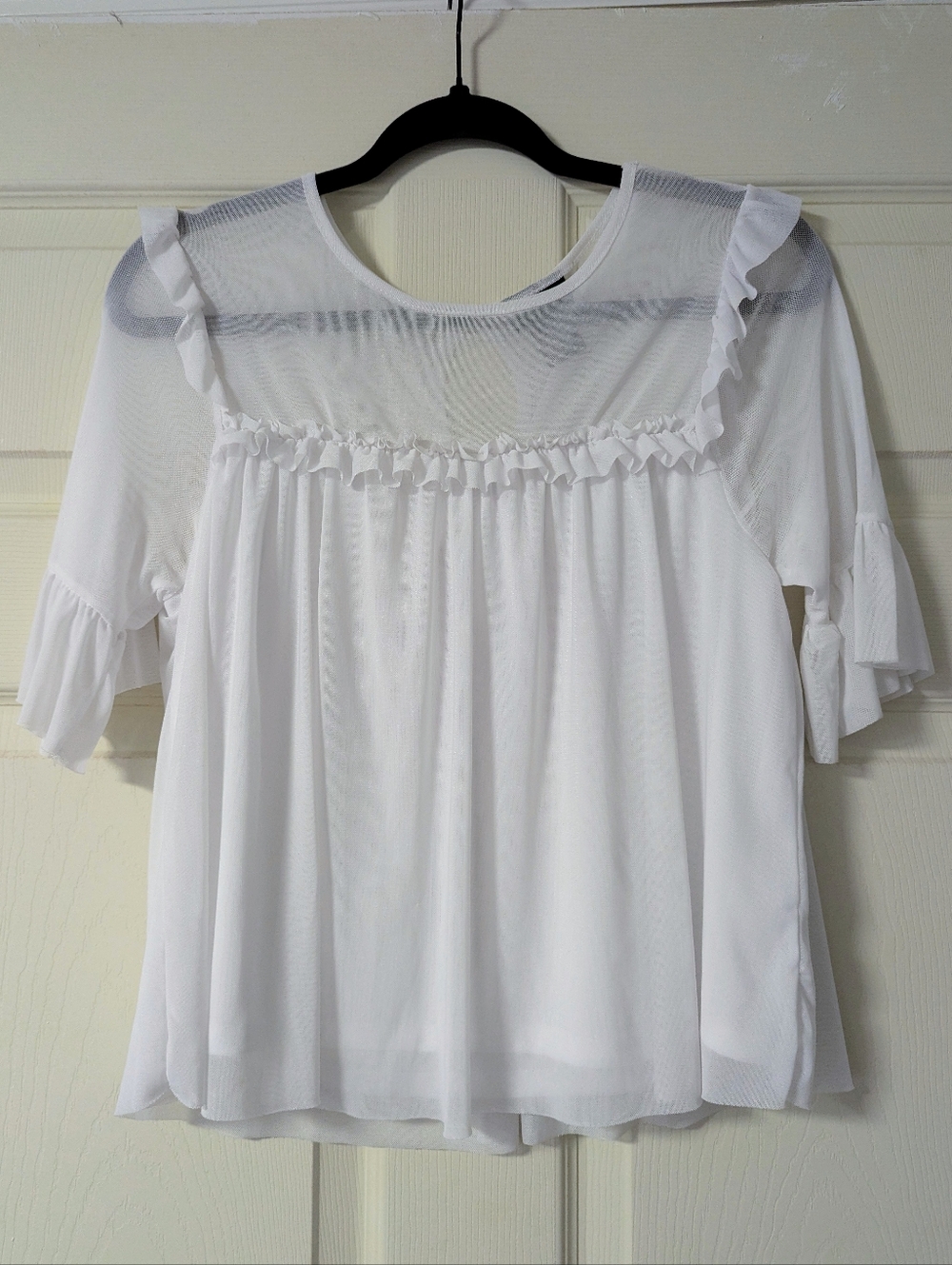 Babydoll Sheer Mesh Ruffle Lolita Flowy Keyhole Flutter Dainty Feminine Y2K